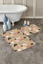 - PaspasTakimi-2li-Set199-Gorsel-1 - Realhomes  Vizon Zemin Minimal Tropik Yaprak Tasarımlı 2'li Kaymaz Tabanlı Banyo & Mutfak Paspas Takımı Realhomes