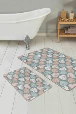 - PaspasTakimi-2li-Set205-Gorsel-1 - Realhomes  Soyut Renkli Tropik Yapraklar Özel Tasarım 2'li Kaymaz Tabanlı Banyo & Mutfak Paspas Takımı Realhomes