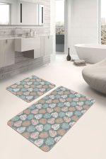 - PaspasTakimi-2li-Set205-Gorsel-2 - Realhomes  Soyut Renkli Tropik Yapraklar Özel Tasarım 2'li Kaymaz Tabanlı Banyo & Mutfak Paspas Takımı Realhomes