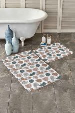 - PaspasTakimi-2li-Set206-Gorsel - Realhomes  Beyaz Zemin Onedraw Çizimli Tropik Yaprak Motifli 2'li Kaymaz Tabanlı Banyo & Mutfak Paspas Takımı Realhomes