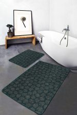 - PaspasTakimi-2li-Set207-Gorsel - Realhomes  Yeşil Zemin Tropik Yaprak Çizimli Dijital Baskılı 2'li Kaymaz Tabanlı Banyo & Mutfak Paspas Takımı Realhomes