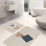 Tropik Yapraklar Özel Tasarım 2'li Kaymaz Tabanlı Banyo & Mutfak Paspas Takımı Realhomes