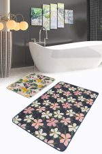 - PaspasTakimi-2li-Set210-Gorsel-1 - Realhomes  Rengarenk Çiçek Tasarımlı Dijital Baskılı 2'li Kaymaz Tabanlı Banyo & Mutfak Paspas Takımı Realhomes