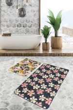 - PaspasTakimi-2li-Set210-Gorsel-2 - Realhomes  Rengarenk Çiçek Tasarımlı Dijital Baskılı 2'li Kaymaz Tabanlı Banyo & Mutfak Paspas Takımı Realhomes