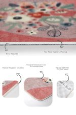 Soyut Rengarenk Zemin Çiçek Motifli 2'li Kaymaz Tabanlı Banyo & Mutfak Paspas Takımı Realhomes