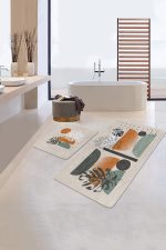 - PaspasTakimi-2li-Set215-Gorsel-2 - Realhomes  Pastel Renkli Yaprak Desenli Özel Tasarım 2'li Kaymaz Tabanlı Banyo & Mutfak Paspas Takımı Realhomes