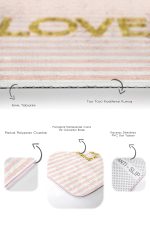 - PaspasTakimi-2li-Set216-Gorsel-3 - Realhomes Pembe Çizgili Gold Detaylı Love Motifli 2'li Kaymaz Tabanlı Banyo & Mutfak Paspas Takımı Realhomes