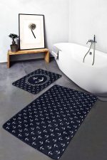 - PaspasTakimi-2li-Set218-Gorsel - Realhomes  Lacivert Zemin Çapa Tasarımlı Dijital Baskılı 2'li Kaymaz Tabanlı Banyo & Mutfak Paspas Takımı Realhomes