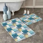 Yaprak Motifli Dijital Baskılı 2'li Kaymaz Tabanlı Banyo & Mutfak Paspas Takımı Realhomes