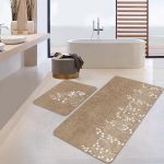 Geometrik Çizgili İskandinav Temalı 2'li Kaymaz Tabanlı Banyo & Mutfak Paspas Takımı Realhomes