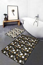 - PaspasTakimi-2li-Set239-Gorsel - Realhomes  Gold Detaylı Sonbahar Yaprakları Özel Tasarım 2'li Kaymaz Tabanlı Banyo & Mutfak Paspas Takımı Realhomes