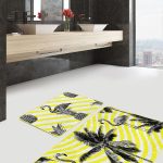 Siyah Beyaz Geeometrik Zigzaglar Dijital Baskılı 2'li Kaymaz Tabanlı Banyo & Mutfak Paspas Takımı Realhomes