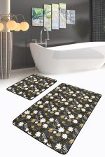 - PaspasTakimi-2li-Set240-Gorsel-1 - Realhomes Gold Detaylı Sonbahar Yaprakları Dijital Baskılı 2'li Kaymaz Tabanlı Banyo & Mutfak Paspas Takımı Realhomes