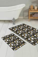 - PaspasTakimi-2li-Set240-Gorsel - Realhomes Gold Detaylı Sonbahar Yaprakları Dijital Baskılı 2'li Kaymaz Tabanlı Banyo & Mutfak Paspas Takımı Realhomes