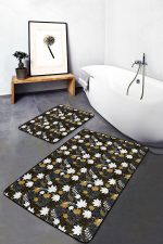 - PaspasTakimi-2li-Set240-Gorsel-2 - Realhomes Gold Detaylı Sonbahar Yaprakları Dijital Baskılı 2'li Kaymaz Tabanlı Banyo & Mutfak Paspas Takımı Realhomes