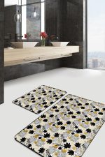 - PaspasTakimi-2li-Set241-Gorsel-1 - Realhomes  Gold Detaylı Sonbahar Yaprakları Özel Tasarımlı 2'li Kaymaz Tabanlı Banyo & Mutfak Paspas Takımı Realhomes