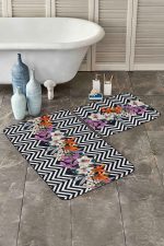 - PaspasTakimi-2li-Set25-Gorsel - Realhomes  Zigzag Zemin Renkli Gül Tasarımlı 2'li Kaymaz Tabanlı Banyo & Mutfak Paspas Takımı Realhomes