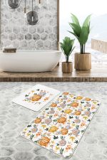 - PaspasTakimi-2li-Set251-Gorsel-1 - Realhomes  Özel Tasarımlı Kabak Motifli 2'li Kaymaz Tabanlı Banyo & Mutfak Paspas Takımı Realhomes