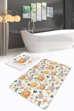 - PaspasTakimi-2li-Set251-Gorsel-2 - Realhomes  Özel Tasarımlı Kabak Motifli 2'li Kaymaz Tabanlı Banyo & Mutfak Paspas Takımı Realhomes