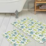 Mavi Zemin Ortanca Çiçekleri Dijital Baskılı 2'li Kaymaz Tabanlı Banyo & Mutfak Paspas Takımı Realhomes