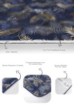 - PaspasTakimi-2li-Set257-Gorsel-3 - Realhomes  Gold Detaylı Lacivert Tropik Yaprak Özel Tasarımlı 2'li Kaymaz Tabanlı Banyo & Mutfak Paspas Takımı Realhomes