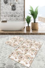 - PaspasTakimi-2li-Set261-Gorsel-2 - Realhomes  Karahindiba Temalı Dijital Baskılı Özel Tasarım 2'li Kaymaz Tabanlı Banyo & Mutfak Paspas Takımı Realhomes