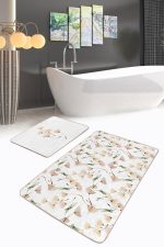 - PaspasTakimi-2li-Set262-Gorsel-1 - Realhomes  Beyaz Zemin Karahindiba Özel Tasarım 2'li Kaymaz Tabanlı Banyo & Mutfak Paspas Takımı Realhomes