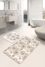 - PaspasTakimi-2li-Set263-Gorsel-1 - Realhomes  Karahindiba Temalı Dijital Baskılı Özel Tasarım 2'li Kaymaz Tabanlı Banyo & Mutfak Paspas Takımı Realhomes