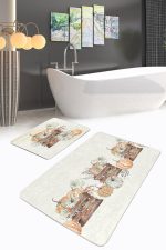 - PaspasTakimi-2li-Set265-Gorsel-1 - Realhomes  Kabak Eskitme Motifli Dijital Baskılı 2'li Kaymaz Tabanlı Banyo & Mutfak Paspas Takımı Realhomes