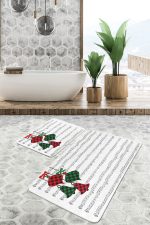 - PaspasTakimi-2li-Set266-Gorsel - Realhomes  Notalı Ekose Çan Motifli Dijital Baskılı 2'li Kaymaz Tabanlı Banyo & Mutfak Paspas Takımı Realhomes