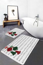 - PaspasTakimi-2li-Set266-Gorsel-2 - Realhomes  Notalı Ekose Çan Motifli Dijital Baskılı 2'li Kaymaz Tabanlı Banyo & Mutfak Paspas Takımı Realhomes