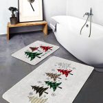 Taş Zemin Mavi Kelebel Dijital Baskılı 2'li Kaymaz Tabanlı Banyo & Mutfak Paspas Takımı Realhomes