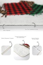 Ekose Tasarımlı Geyik Motifli Yılbaşı Temalı 2'li Kaymaz Tabanlı Banyo & Mutfak Paspas Takımı Realhomes