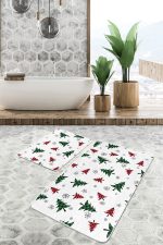 - PaspasTakimi-2li-Set273-Gorsel-1 - Realhomes  Ekose Çam Ağacı Tasarımlı Yılbaşı Temalı 2'li Kaymaz Tabanlı Banyo & Mutfak Paspas Takımı Realhomes