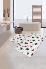 - PaspasTakimi-2li-Set273-Gorsel - Realhomes  Ekose Çam Ağacı Tasarımlı Yılbaşı Temalı 2'li Kaymaz Tabanlı Banyo & Mutfak Paspas Takımı Realhomes