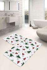 - PaspasTakimi-2li-Set273-Gorsel-2 - Realhomes  Ekose Çam Ağacı Tasarımlı Yılbaşı Temalı 2'li Kaymaz Tabanlı Banyo & Mutfak Paspas Takımı Realhomes