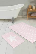 - PaspasTakimi-2li-Set28-Gorsel - Realhomes  Pembe Zemin Yıldız Temalı 2'li Kaymaz Tabanlı Banyo & Mutfak Paspas Takımı Realhomes