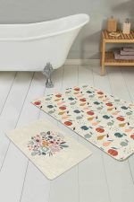 - PaspasTakimi-2li-Set280-Gorsel-1 - Realhomes  Rengarenk Meyveler Özel Tasarım Çiçek Motifli 2'li Kaymaz Tabanlı Banyo & Mutfak Paspas Takımı Realhomes