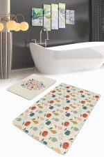 - PaspasTakimi-2li-Set280-Gorsel-2 - Realhomes  Rengarenk Meyveler Özel Tasarım Çiçek Motifli 2'li Kaymaz Tabanlı Banyo & Mutfak Paspas Takımı Realhomes