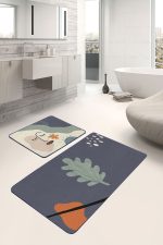 - PaspasTakimi-2li-Set281-Gorsel-2 - Realhomes  Soyut Tasarımlı Onedraw Motifli Dijital Baskılı 2'li Kaymaz Tabanlı Banyo & Mutfak Paspas Takımı Realhomes