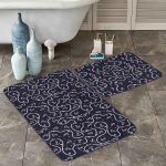 Yeşil Yapraklar Limon Desenli Özel Tasarım 2'li Kaymaz Tabanlı Banyo & Mutfak Paspas Takımı Realhomes