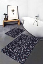 - PaspasTakimi-2li-Set286-Gorsel-2 - Realhomes  Lacivert Zemin Denizci Temalı Dijital Baskılı 2'li Kaymaz Tabanlı Banyo & Mutfak Paspas Takımı Realhomes