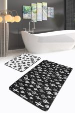 - PaspasTakimi-2li-Set29-Gorsel-1 - Realhomes  Siyah Beyaz Kaktüs Motifli Özel Tasarım 2'li Kaymaz Tabanlı Banyo & Mutfak Paspas Takımı Realhomes