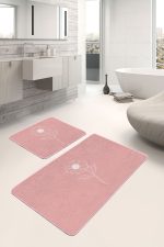 - PaspasTakimi-2li-Set291-Gorsel-1 - Realhomes  Pudra Zemin Çiçek Tasarımlı Dijital Baskılı 2'li Kaymaz Tabanlı Banyo & Mutfak Paspas Takımı Realhomes