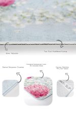 - PaspasTakimi-2li-Set296-Gorsel-3 - Realhomes Mavi Zemin Pembe Ortanca Çiçeği Dijital Baskılı 2'li Kaymaz Tabanlı Banyo & Mutfak Paspas Takımı Realhomes