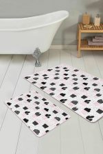 - PaspasTakimi-2li-Set298-Gorsel-2 - Realhomes  Puantiye Zeminli Kaktüs Motifli Dijital Baskılı 2'li Kaymaz Tabanlı Banyo & Mutfak Paspas Takımı Realhomes