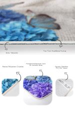 Mavi Ortanca Çiçeği Kelebek Motifli 2'li Kaymaz Tabanlı Banyo & Mutfak Paspas Takımı Realhomes