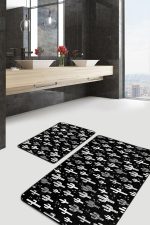 - PaspasTakimi-2li-Set30-Gorsel - Realhomes  Siyah Beyaz Kaktüs Motifli Dijital Baskılı 2'li Kaymaz Tabanlı Banyo & Mutfak Paspas Takımı Realhomes
