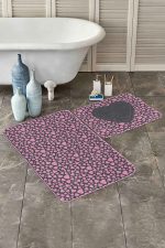 - PaspasTakimi-2li-Set302-Gorsel - Realhomes  Koyu Füme Zemin Love Temalı Kalp Tasarımlı 2'li Kaymaz Tabanlı Banyo & Mutfak Paspas Takımı Realhomes