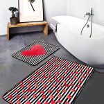 Pastel Renkli Hello Beatiful Temalı 2'li Kaymaz Tabanlı Banyo & Mutfak Paspas Takımı Realhomes